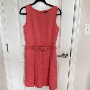 Chic Coral Sleeveless Dress with Belt